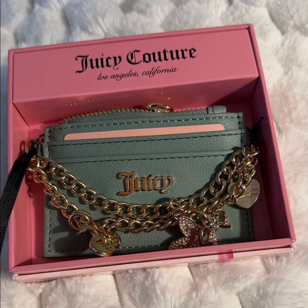 Juicy Couture Mint Card Holder with Gold Chain